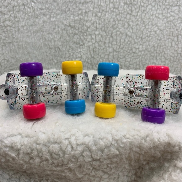 Build-A-Bear skates 2 pairs glitter multi colored and red with clear wheels - Picture 5 of 16
